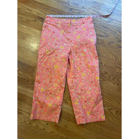 Willi Smith Pants - Willi Smith Women's Size 8 Orange Floral Crop Pants Casual Straight Leg